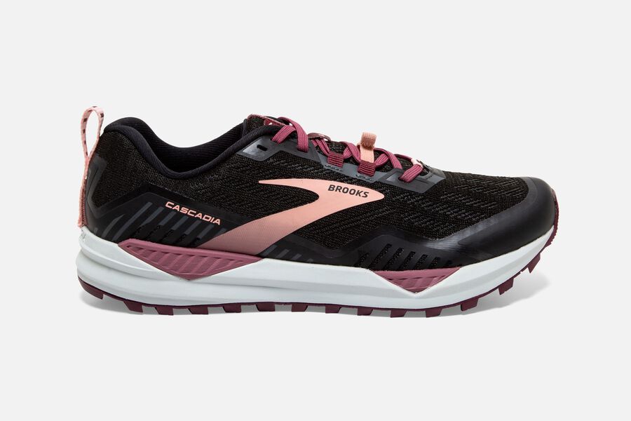 Womens Brooks Cascadia 15 Trail Shoes Black/Ebony/Coral Cloud | Shoes 1475-NMIYZ